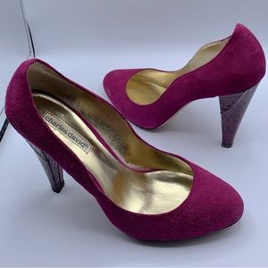Charles David. Suede leather, faux snake skin heel. Approx height 4” Size 9